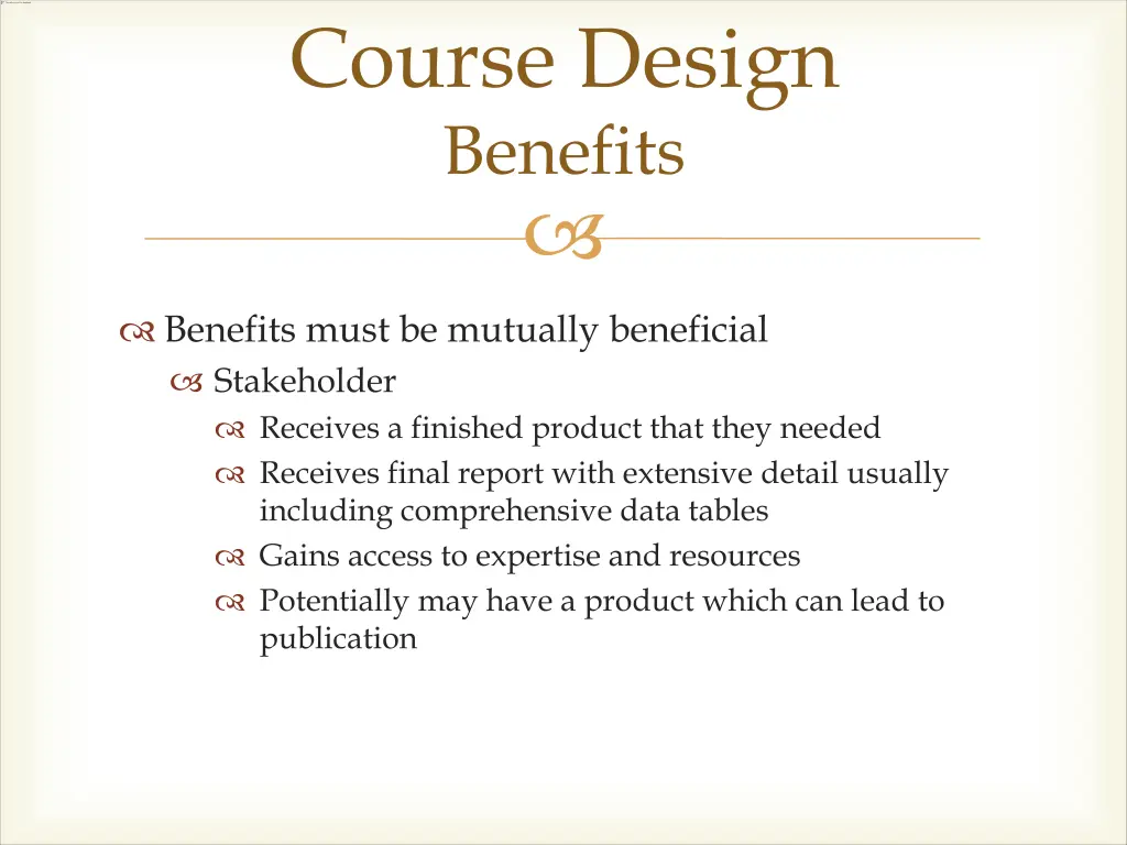 course design benefits 1