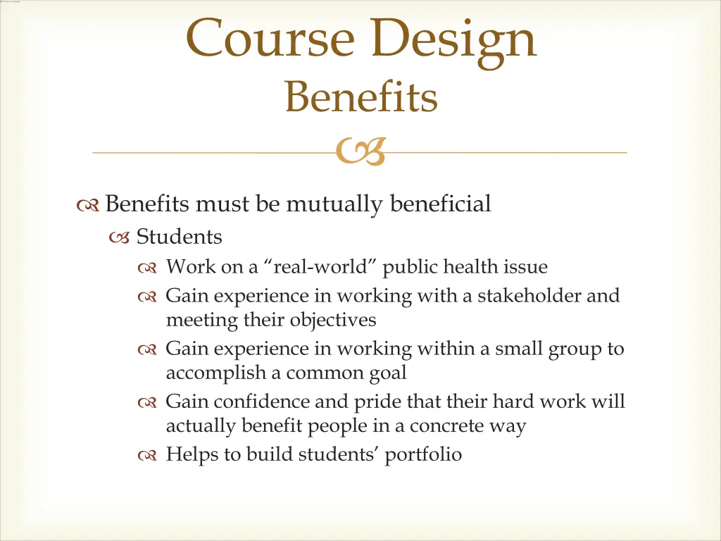 course design benefits