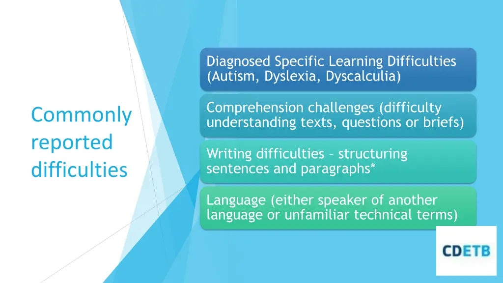 diagnosed specific learning difficulties autism