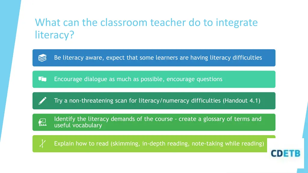 what can the classroom teacher do to integrate