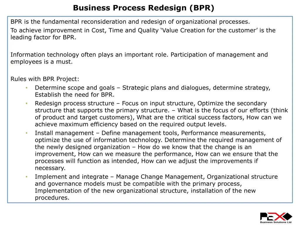 business process redesign bpr