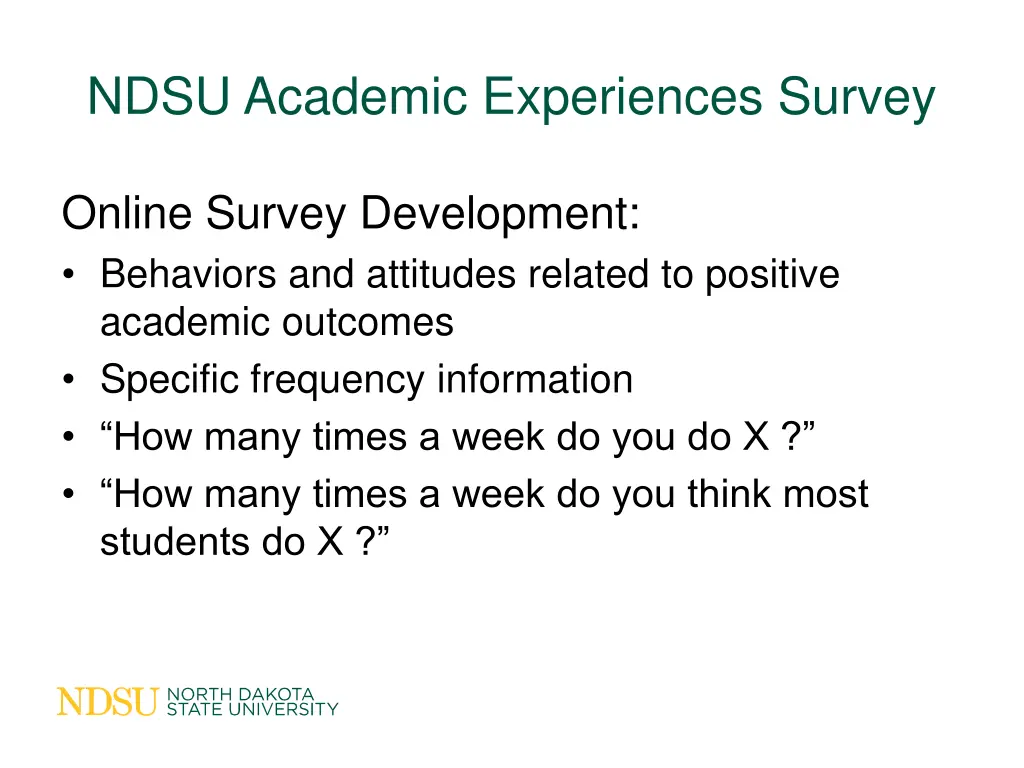 ndsu academic experiences survey