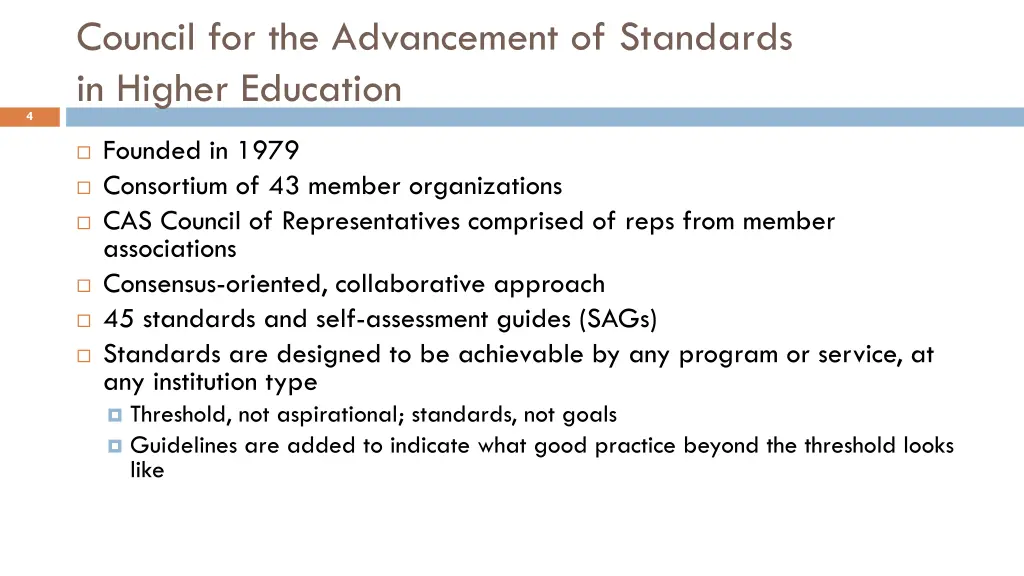 council for the advancement of standards