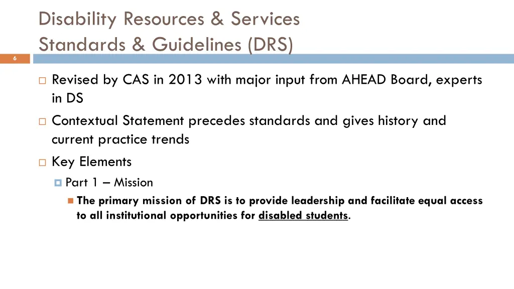 disability resources services standards