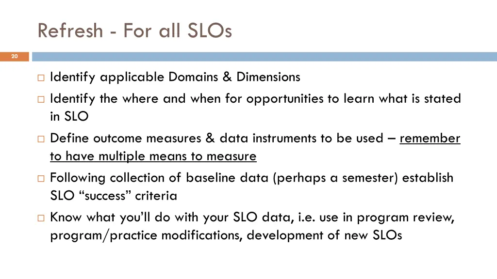 refresh for all slos