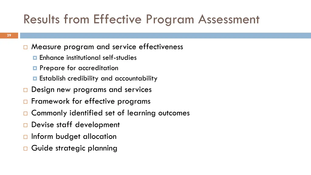 results from effective program assessment