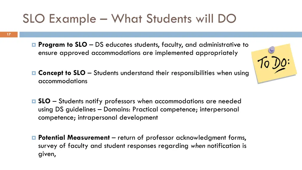 slo example what students will do