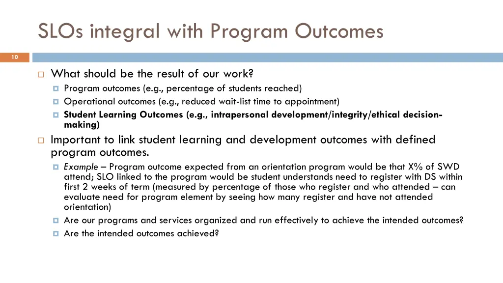 slos integral with program outcomes