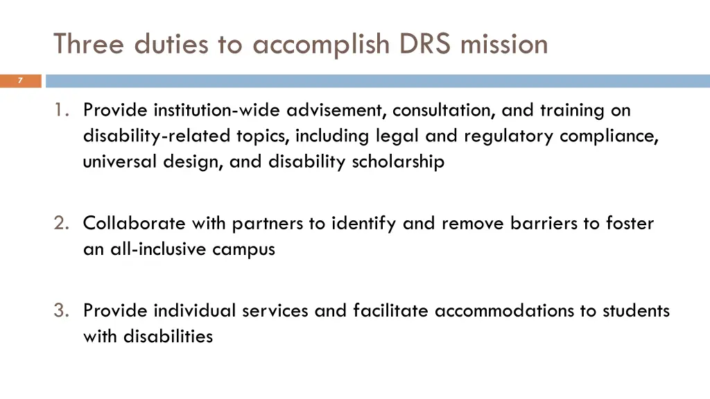 three duties to accomplish drs mission