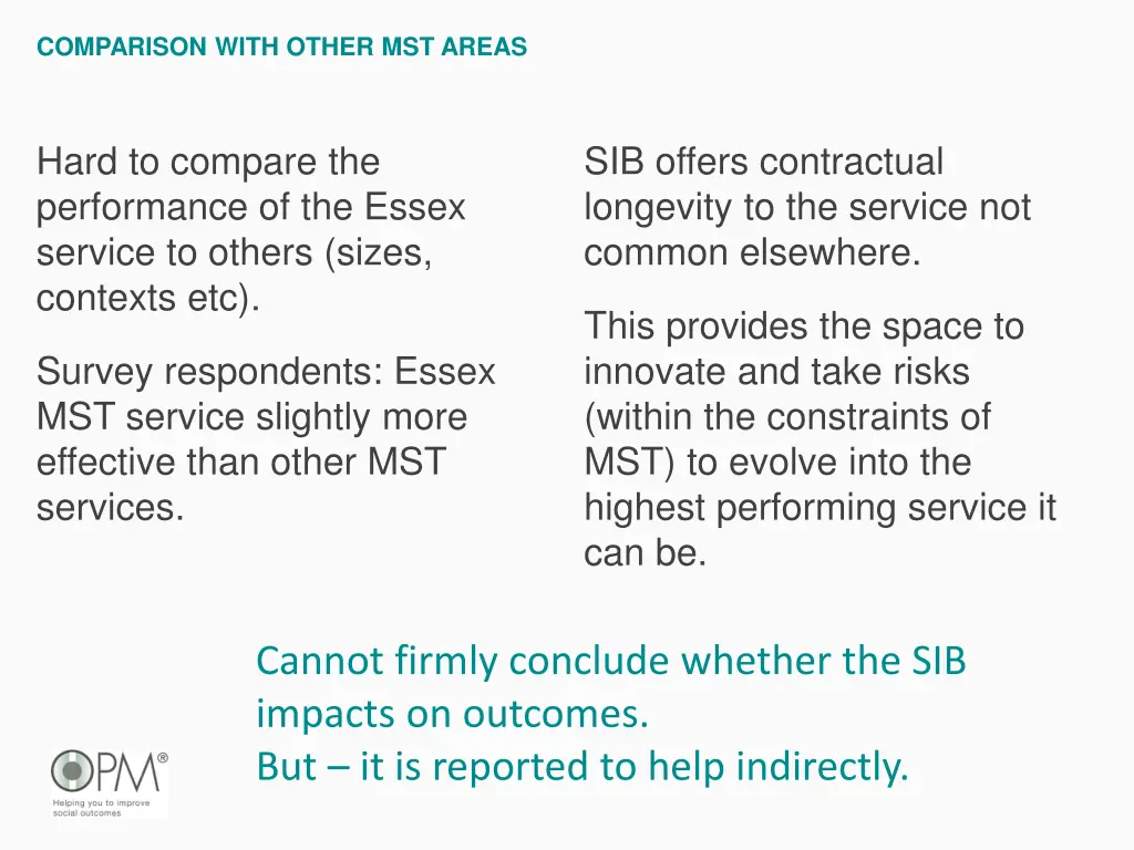 comparison with other mst areas