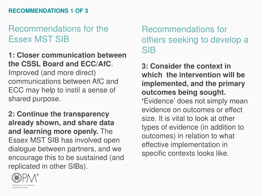 recommendations 1 of 3