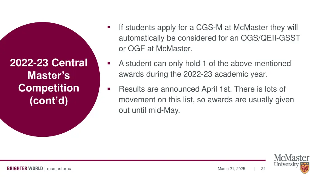 if students apply for a cgs m at mcmaster they