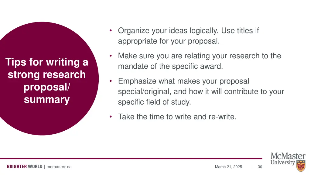 organize your ideas logically use titles