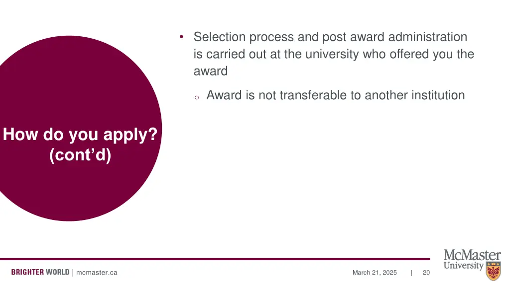 selection process and post award administration