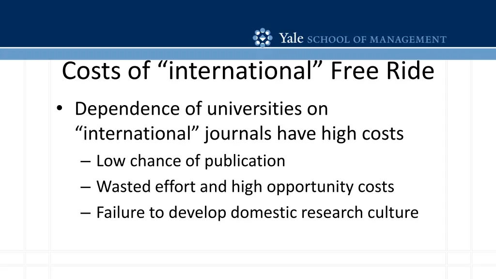 costs of international free ride dependence