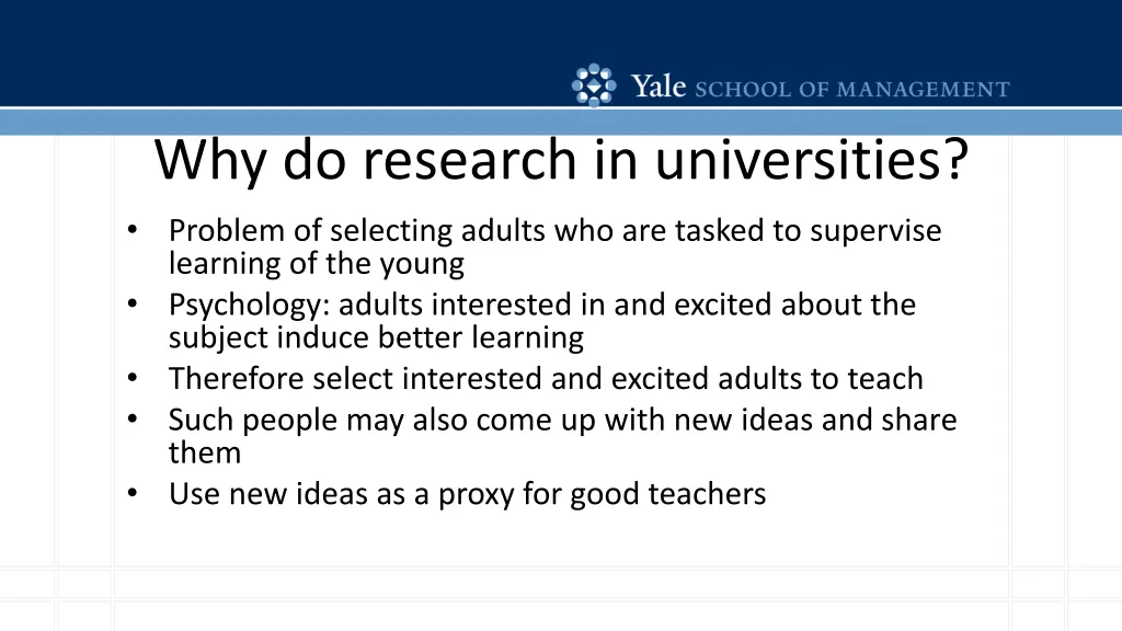 why do research in universities problem