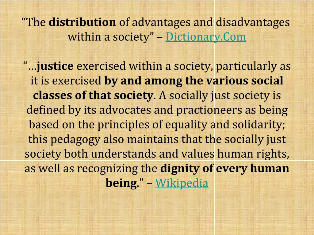 the distribution of advantages and disadvantages