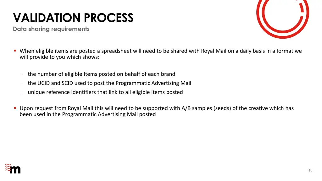validation process data sharing requirements