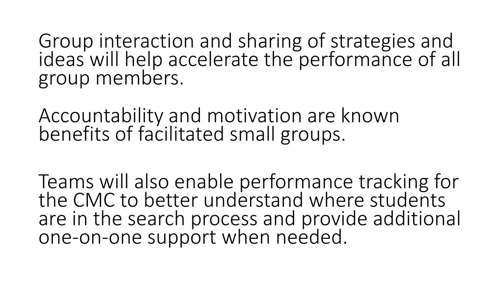 group interaction and sharing of strategies