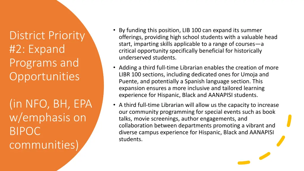 by funding this position lib 100 can expand