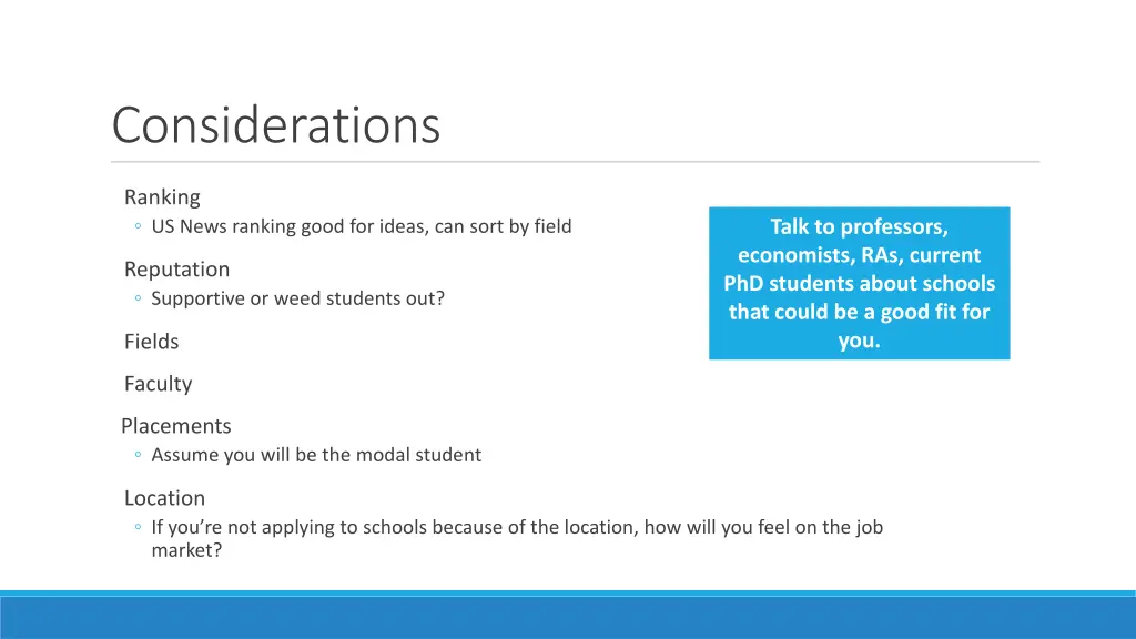 considerations