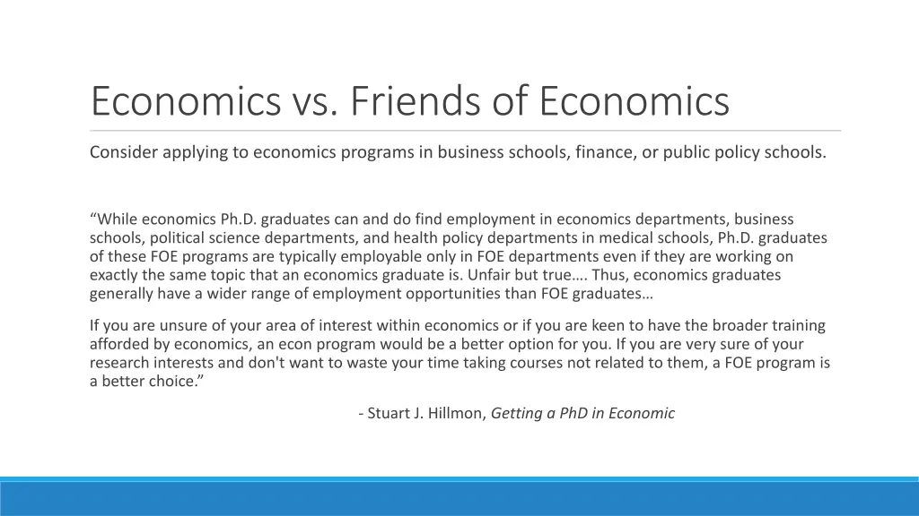 economics vs friends of economics