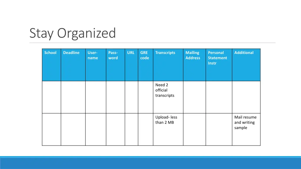 stay organized