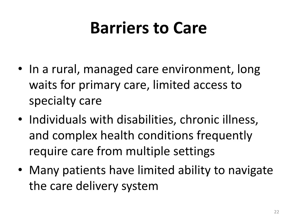 barriers to care