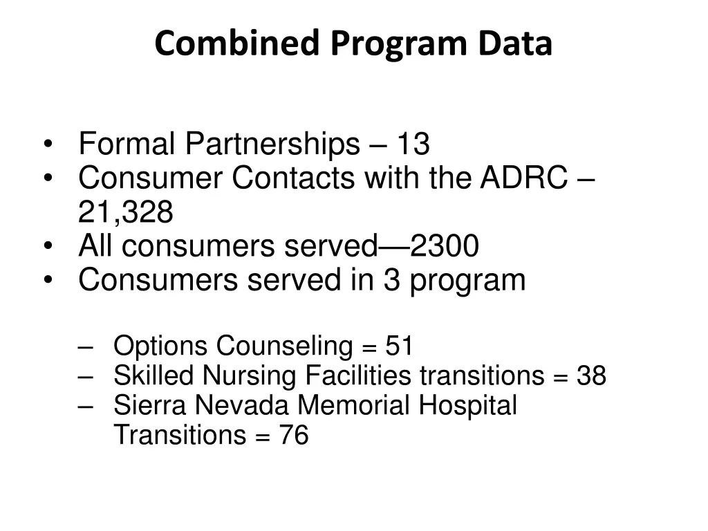 combined program data