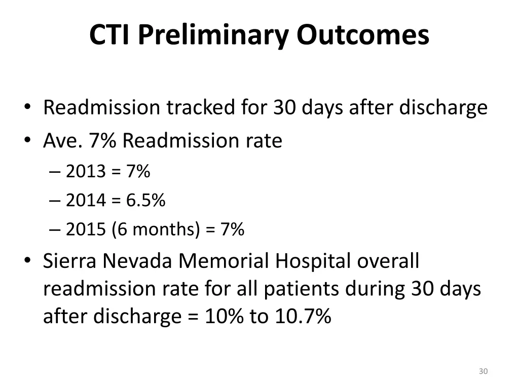 cti preliminary outcomes