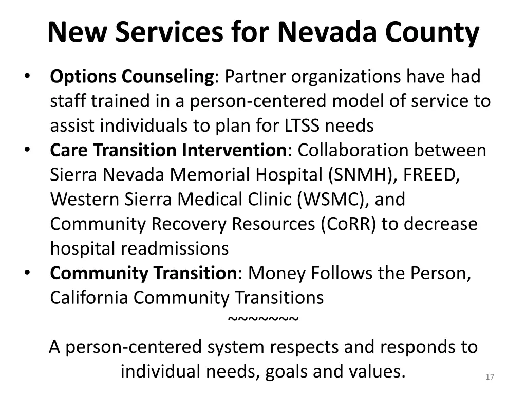 new services for nevada county