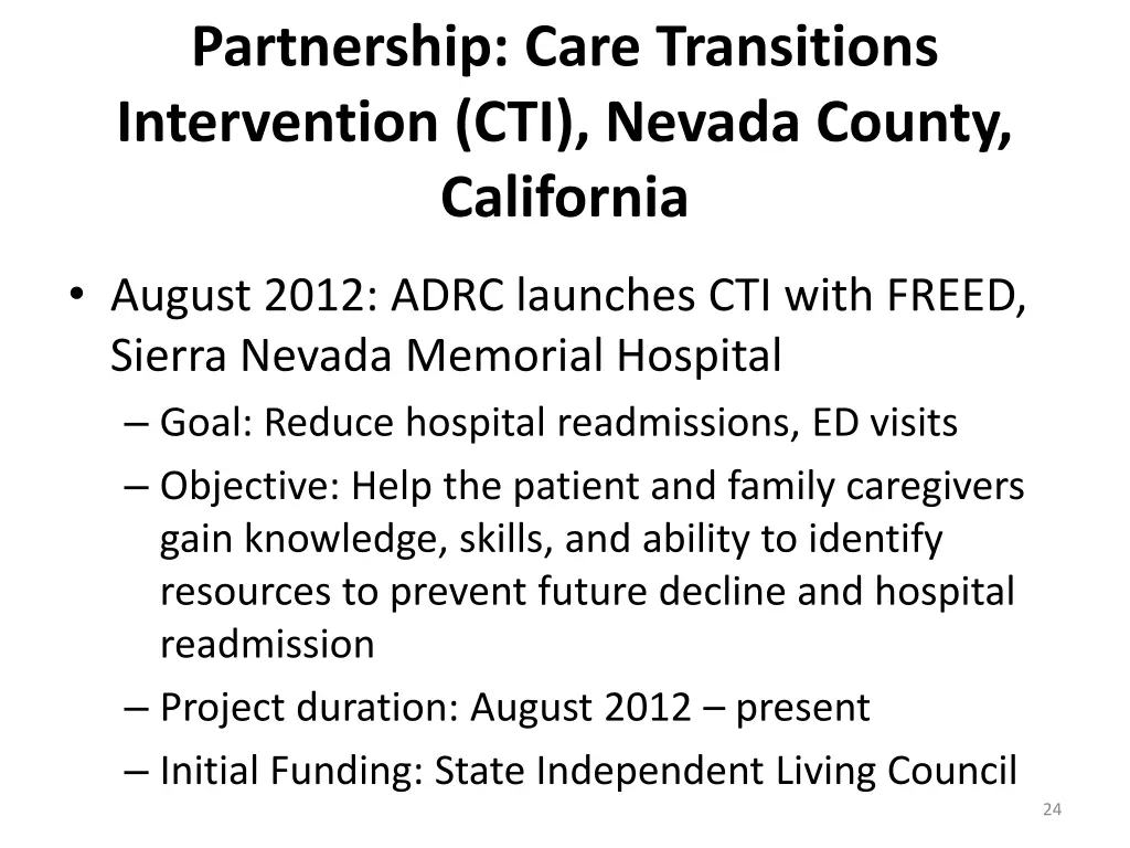 partnership care transitions intervention