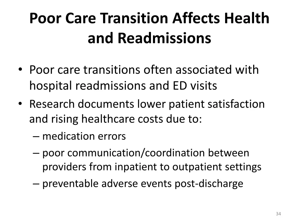 poor care transition affects health