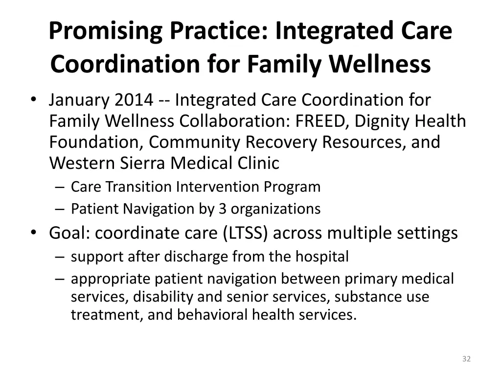 promising practice integrated care coordination