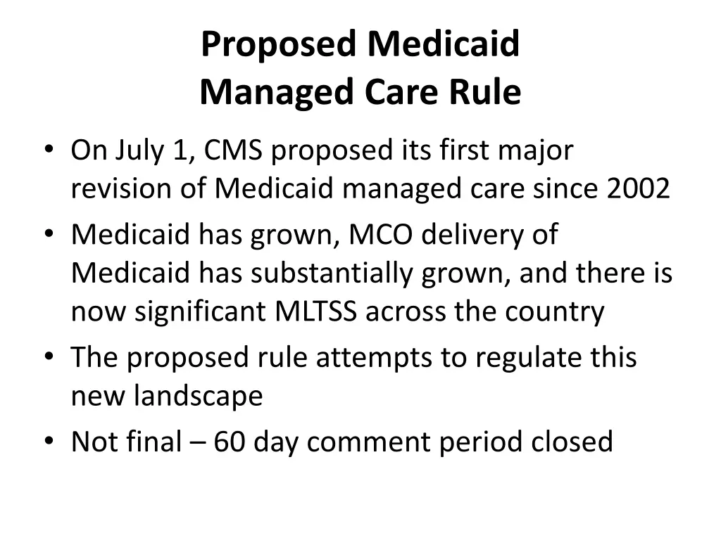 proposed medicaid managed care rule