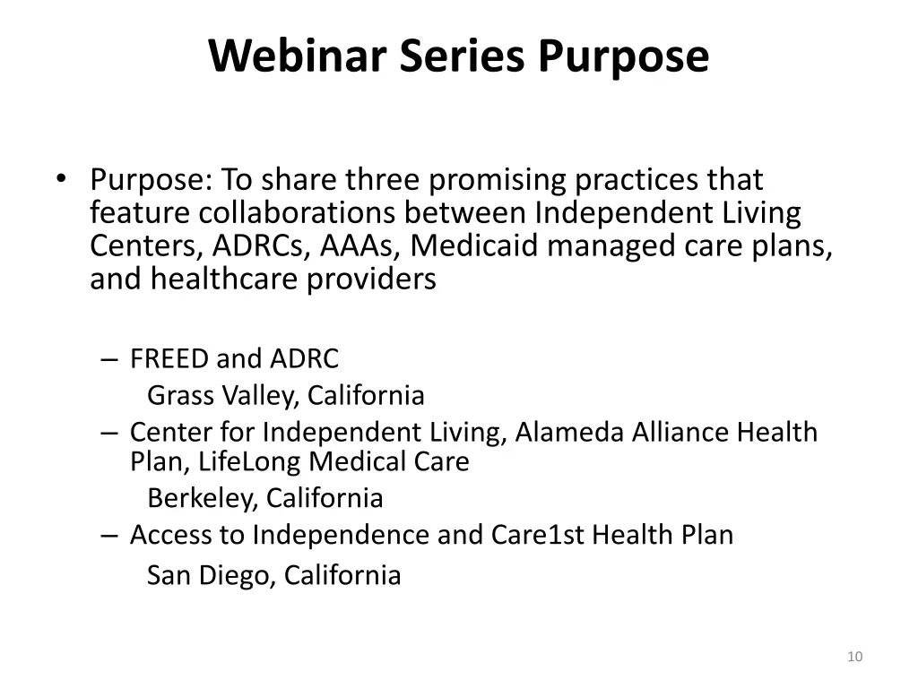 webinar series purpose