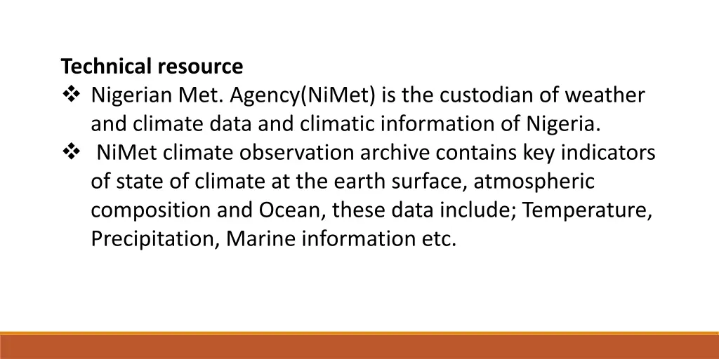 technical resource nigerian met agency nimet