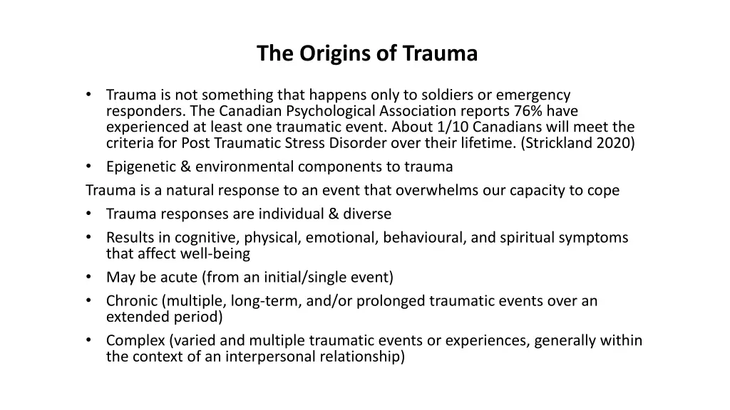 the origins of trauma