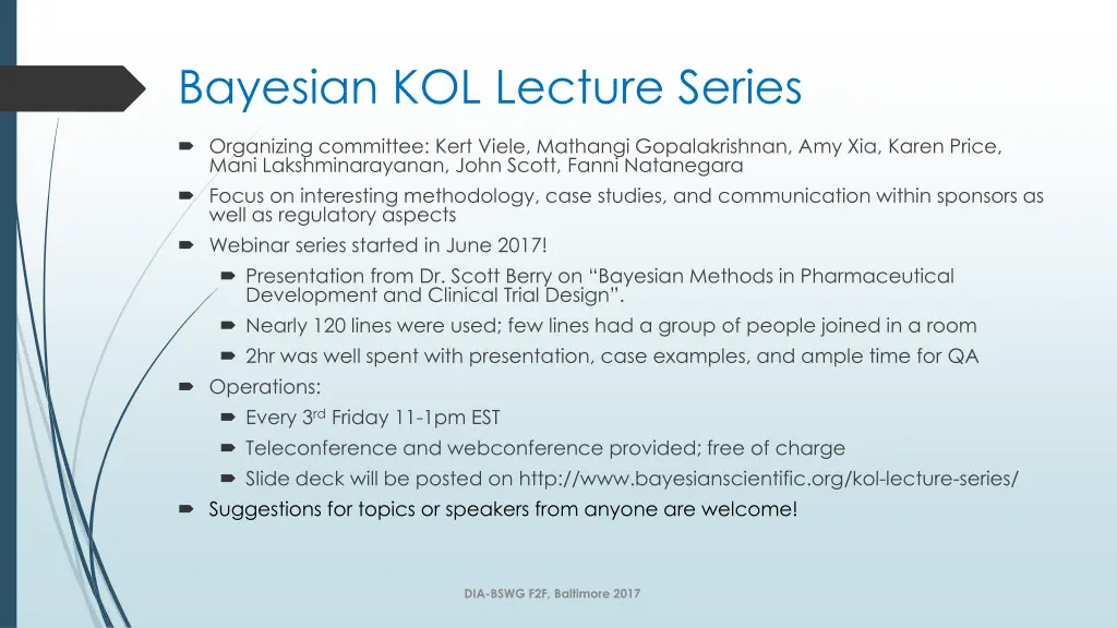 bayesian kol lecture series