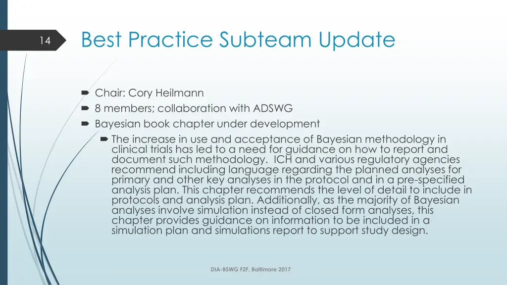 best practice subteam update