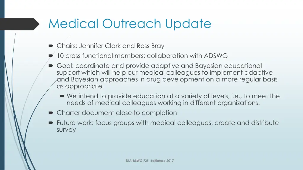 medical outreach update