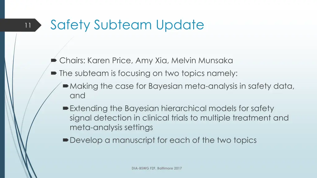 safety subteam update