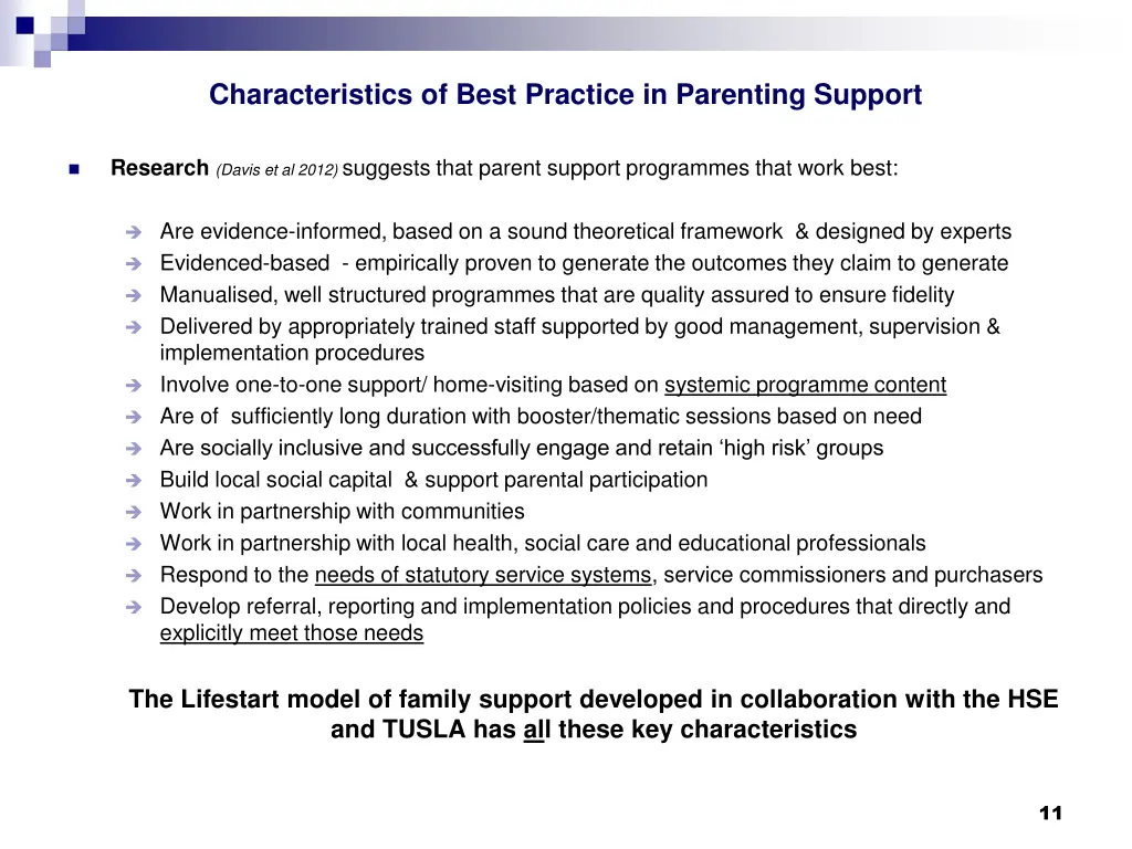 characteristics of best practice in parenting