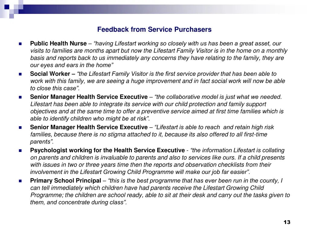 feedback from service purchasers