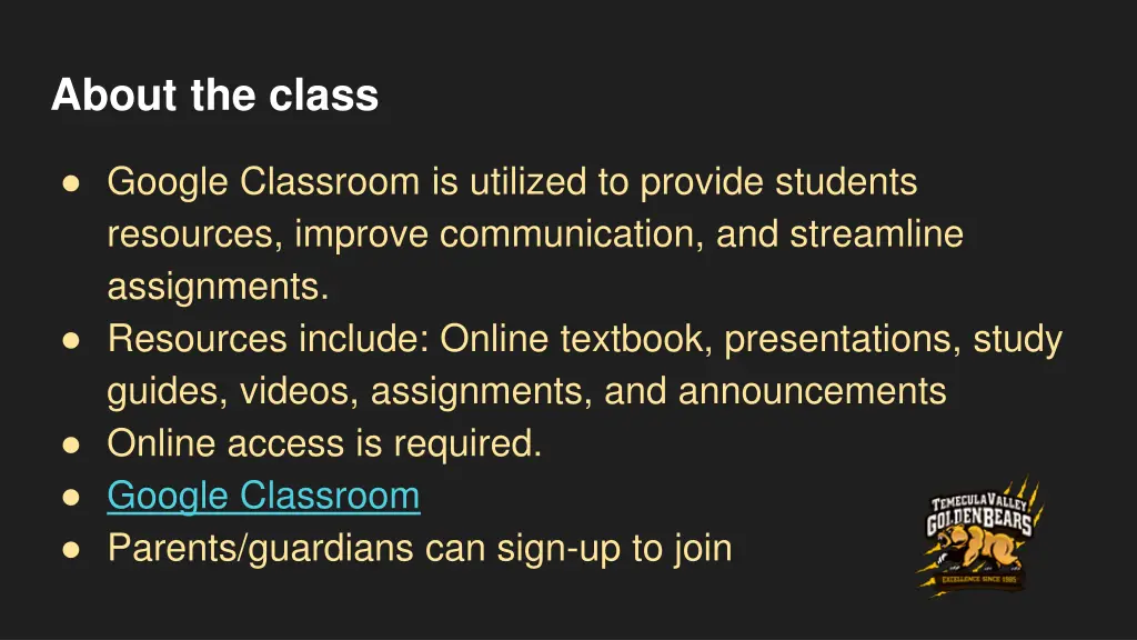 about the class