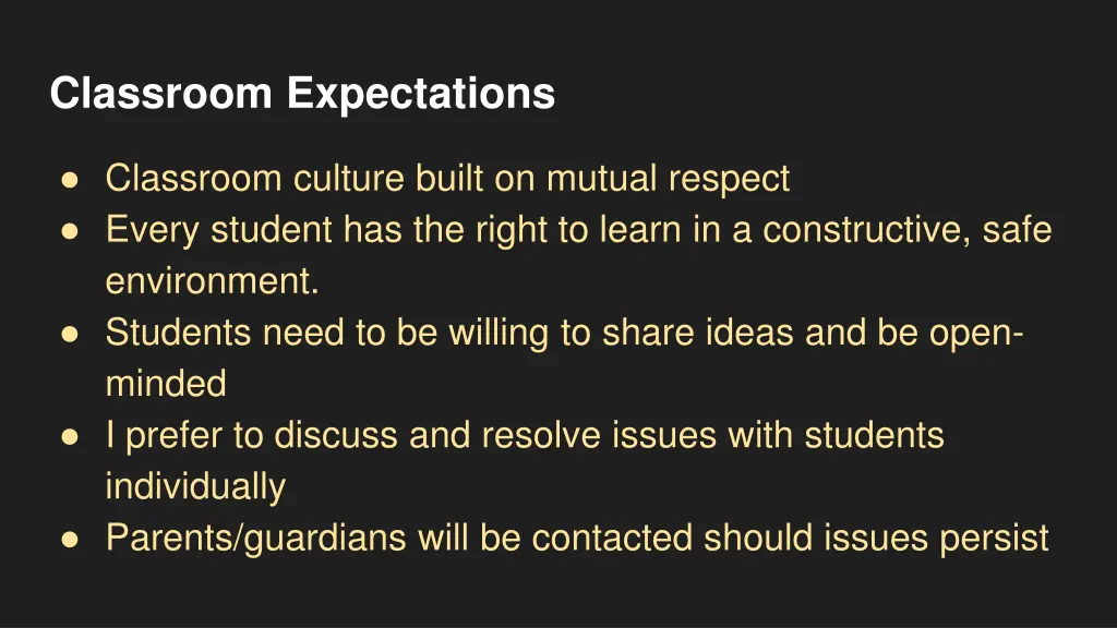classroom expectations