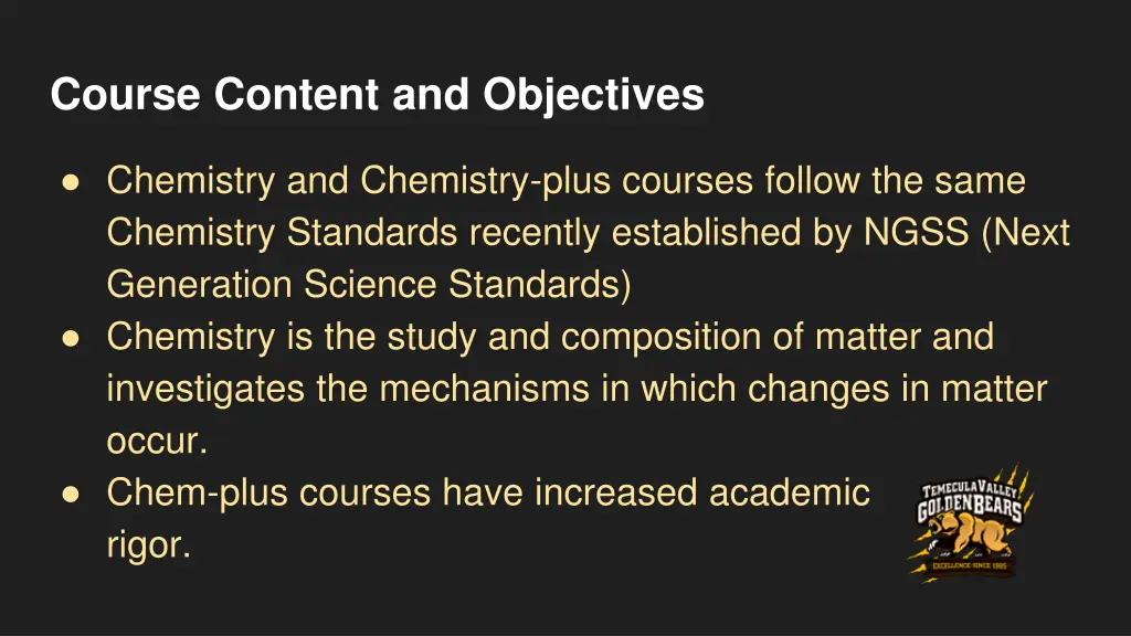 course content and objectives