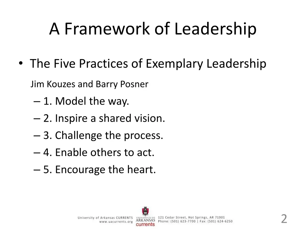 a framework of leadership