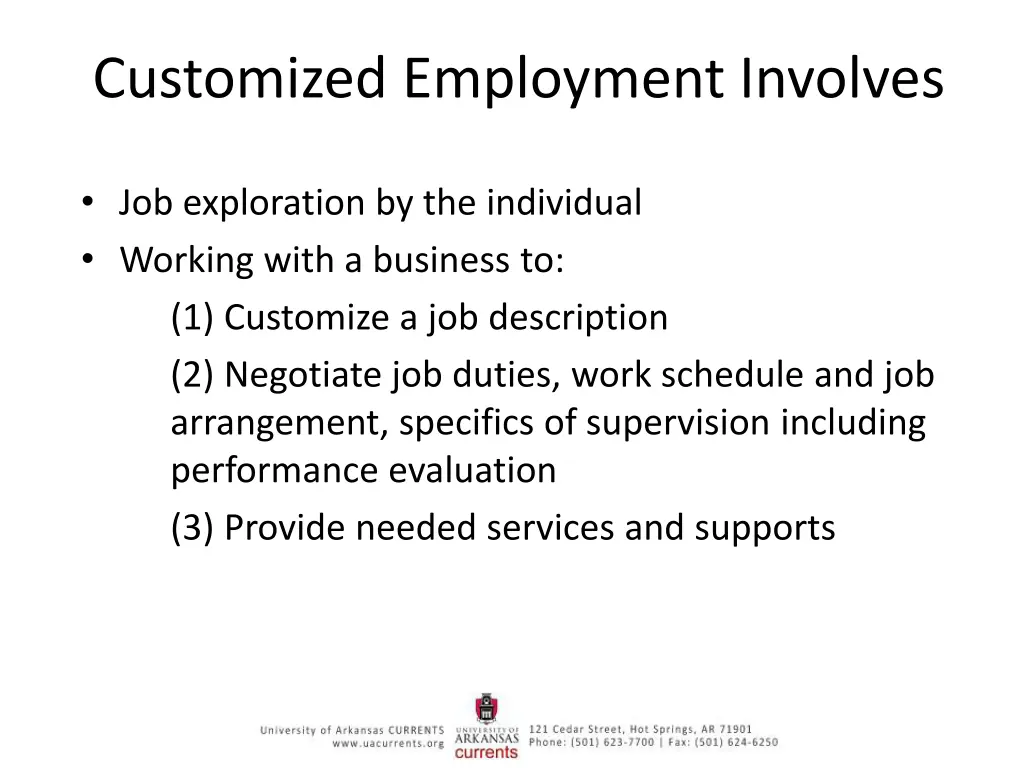 customized employment involves