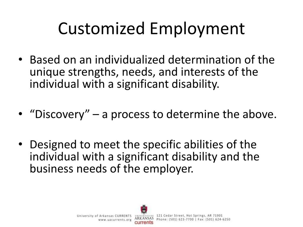 customized employment